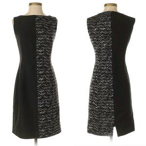 LAFAYETTE 148 NEW YORK Black Cotton/Wool Printed Classic Sheath Dress
